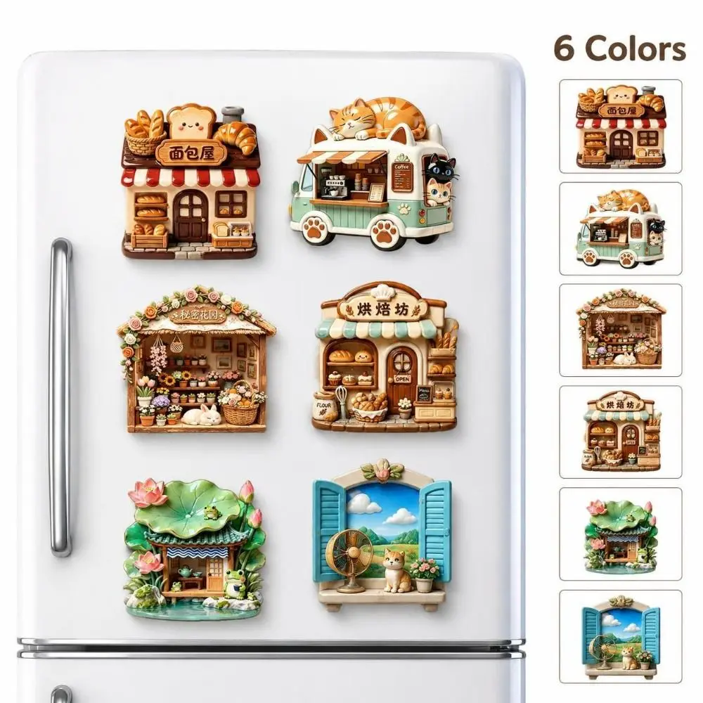 Cute Cat Theme Cat Fridge Magnet 3D Relief Simulation Refrigerator Magnet Cartoon Pattern Resin 3D Refrigerator Stickers