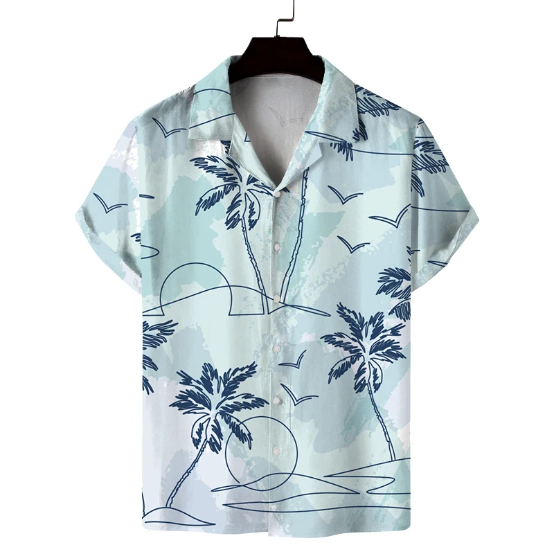 Summer Beach Vacation Short Sleeved Men's Shirt, Hawaiian Style Loose Fit Men's Shirt