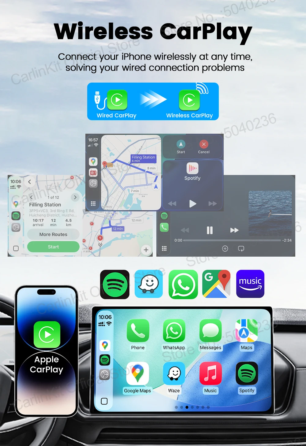 Mini Ultra 2 CarlinKit 5.0 Kabelloser CarPlay Android Auto Adapter Plug & Play WLAN Bluetooth Automatische Verbindung für OEM-Fahrzeuge – Detail 5