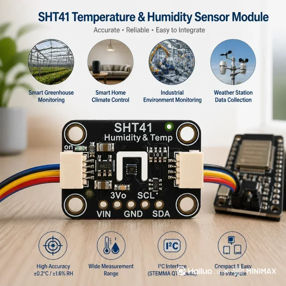SHT41/SHT45  temperature and humidity sensor module compatible suitable STEMMA QT Qwiic interface For Environmental medical