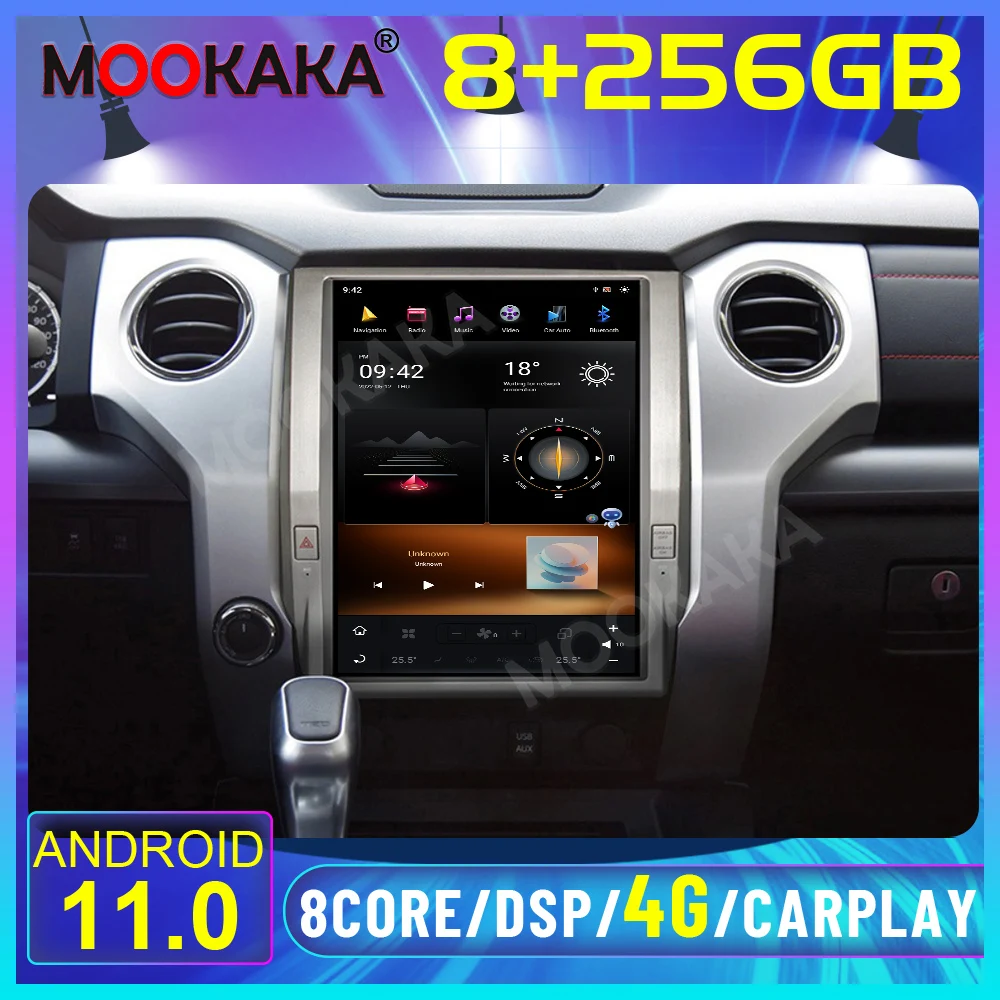 

12,1 дюймов Android 11 8 + 256 Гб экран Теслы для Toyota Tundra 2015-2020 Автомобильный GPS-навигатор стерео головное устройство мультимедийный плеер радио