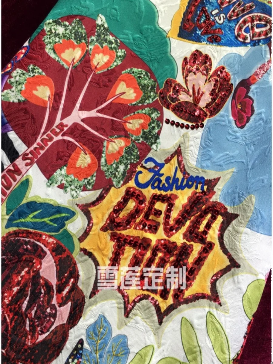 High Quality 2025 Summer Women Vests Dresses Cartoon Printed Diamonds Jacquard A-line Dress Elegant Lady Short Mini Party Dress