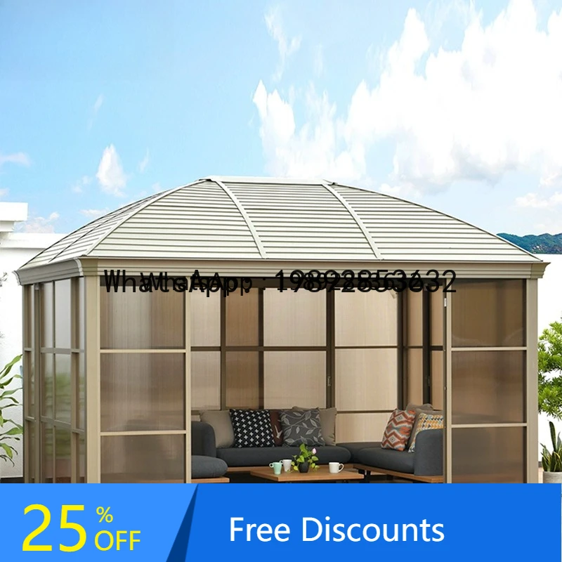 Z1  Outdoor Pavilion Aluminum Alloy Villa Courtyard Garden Park Sliding Door Gazebo Galvanized Roof Pavilion Sunroom