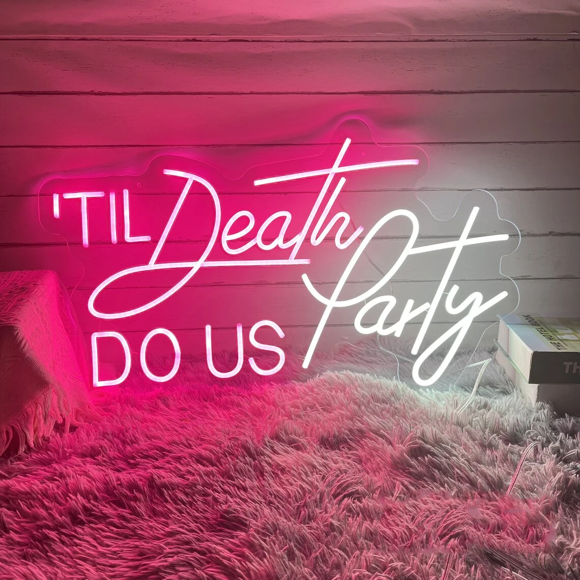 Til Death DO US Party Neon Sign, Custom Wedding Neon Home Bedroom Wall Decor Personalized Gift Wedding Engagement Decor