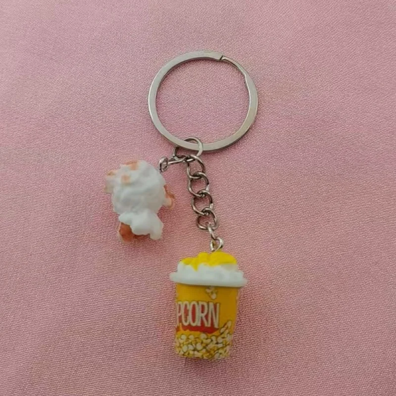 1 piece resin popcorn keychain, suitable for bag hanging accessories, the best choice for gifts