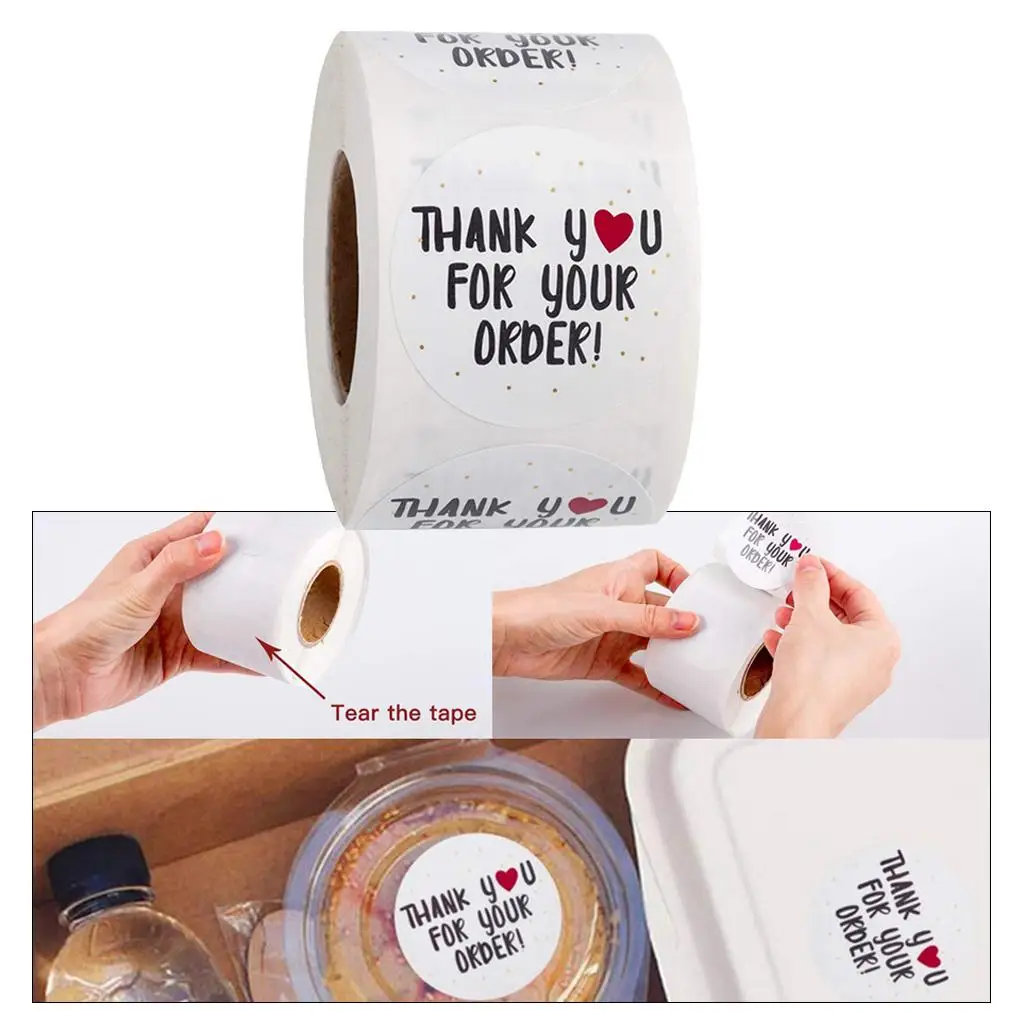 500Pcs Handmade Thank You Packaging Sealing Stickers Labels DIY 2.5/1 inch