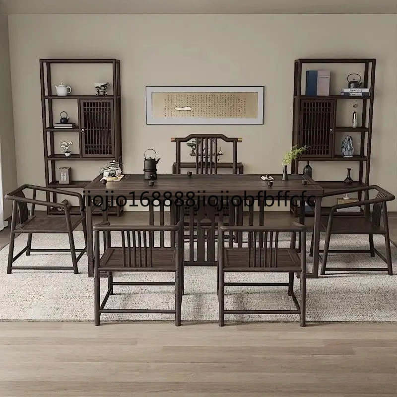Suitable for  Chinese-style black tea table and chair combination office tea table set integrated household solid wood