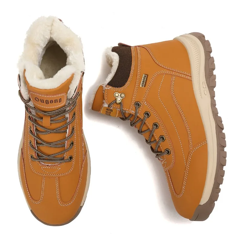 

Зимние мужские походные ботинки для мужчин, повседневная зимняя хлопковая обувь, водонепроницаемые рабочие ботильоны, нескользящие теплые меховые зимние ботинки для мужчин