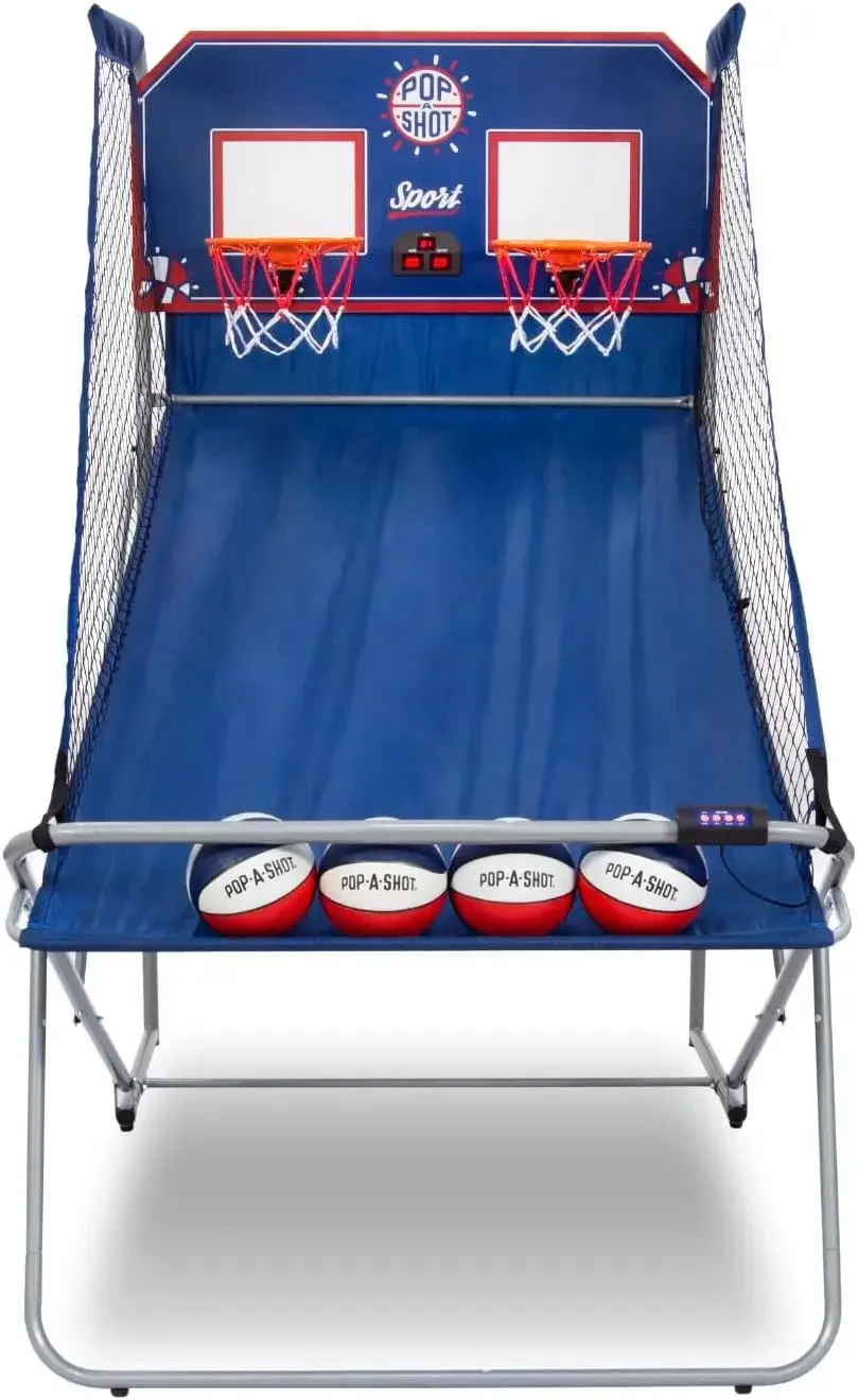 Pop-A-Shot - Dual Shot Sport | Arcade Basketball Game for Home | Paddle Scoring Hoop, 10 Game Modes, 4 Balls | Foldable for Easy