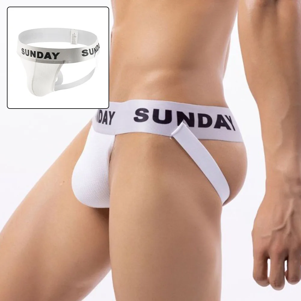 Men Jockstrap Panties Low Waist Sexy Brief Thongs Gay Underwear Peni Jock Strap G-String Mesh Buttocks Hollow Underpants