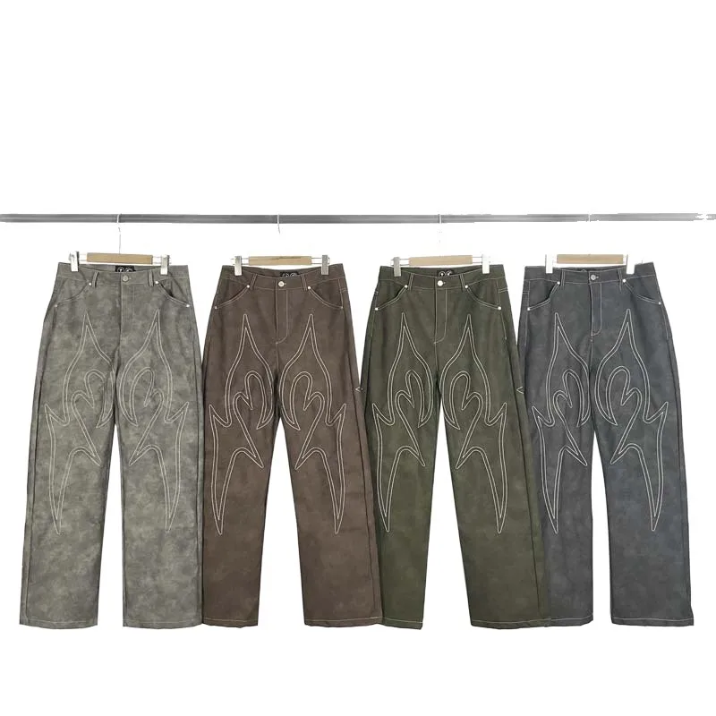 

Thug Club 2026 New Jacquard-Patterned Long Pants Retro High-Street Casual Relaxed Straight-Leg Pants Men's Straight-Leg Pants