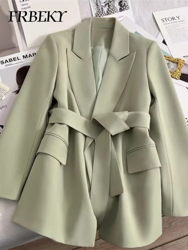 Elegant Blazer Woman Spring New Solid Color Tie Suit Jacket Temperament Korean Version of The Casual Trend Suit Woman Clothing