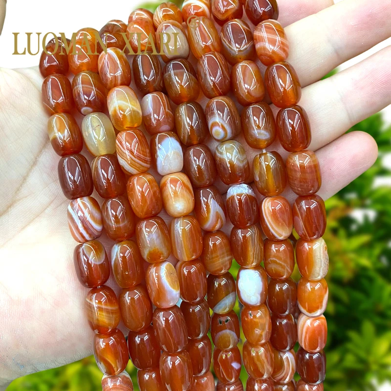 10x14MM Zylinder Naturstein Roter Persischer Achat Lose Spacer Perlen für Schmuck Machen Diy Ohrringe Armband Charms Zubehör