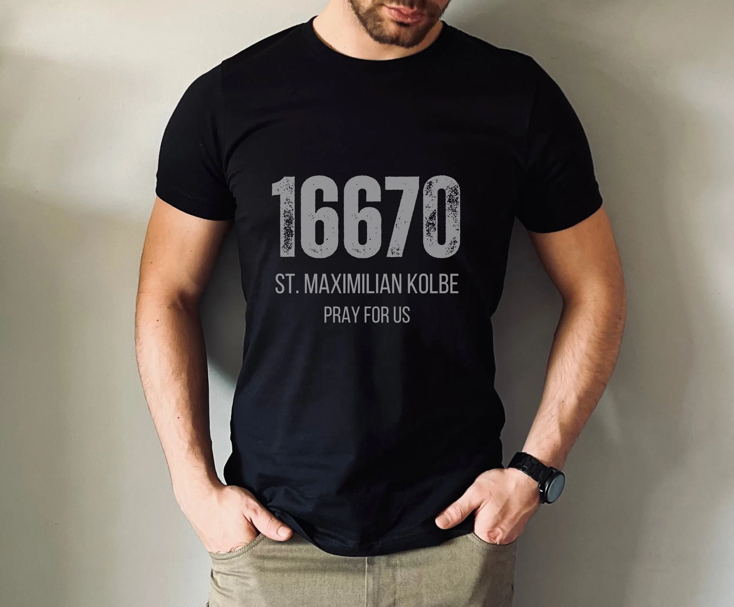 St. Maximilian Kolbe Prison Number Shirt, 16670 Shirt, Saint Maximilian Kolbe Tee, Catholic Saint Shirt, Catholic Shirt,