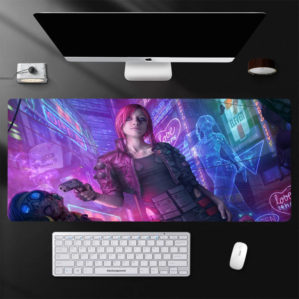 Anime Gamer Mouse Pad Cyberpunk Future Robot Rubber Mausepad Gaming Keyboard Desk Pad Large Computer Table Surface Accessories