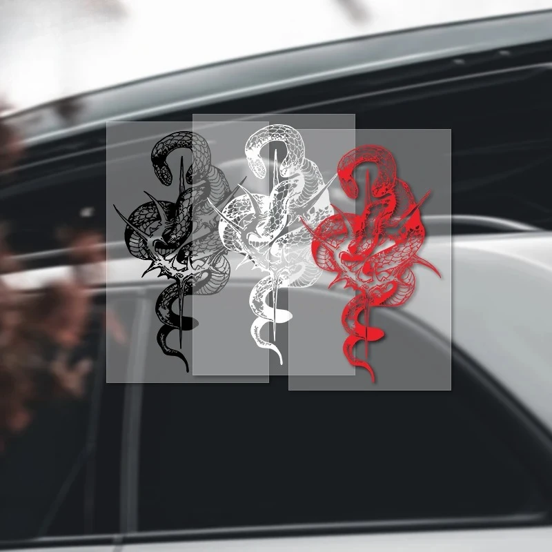 Personalized Dark Gothic Thorns Wrapped Snake Decorative Car Sticker to Cover Scratches Waterproof Reflective Decal