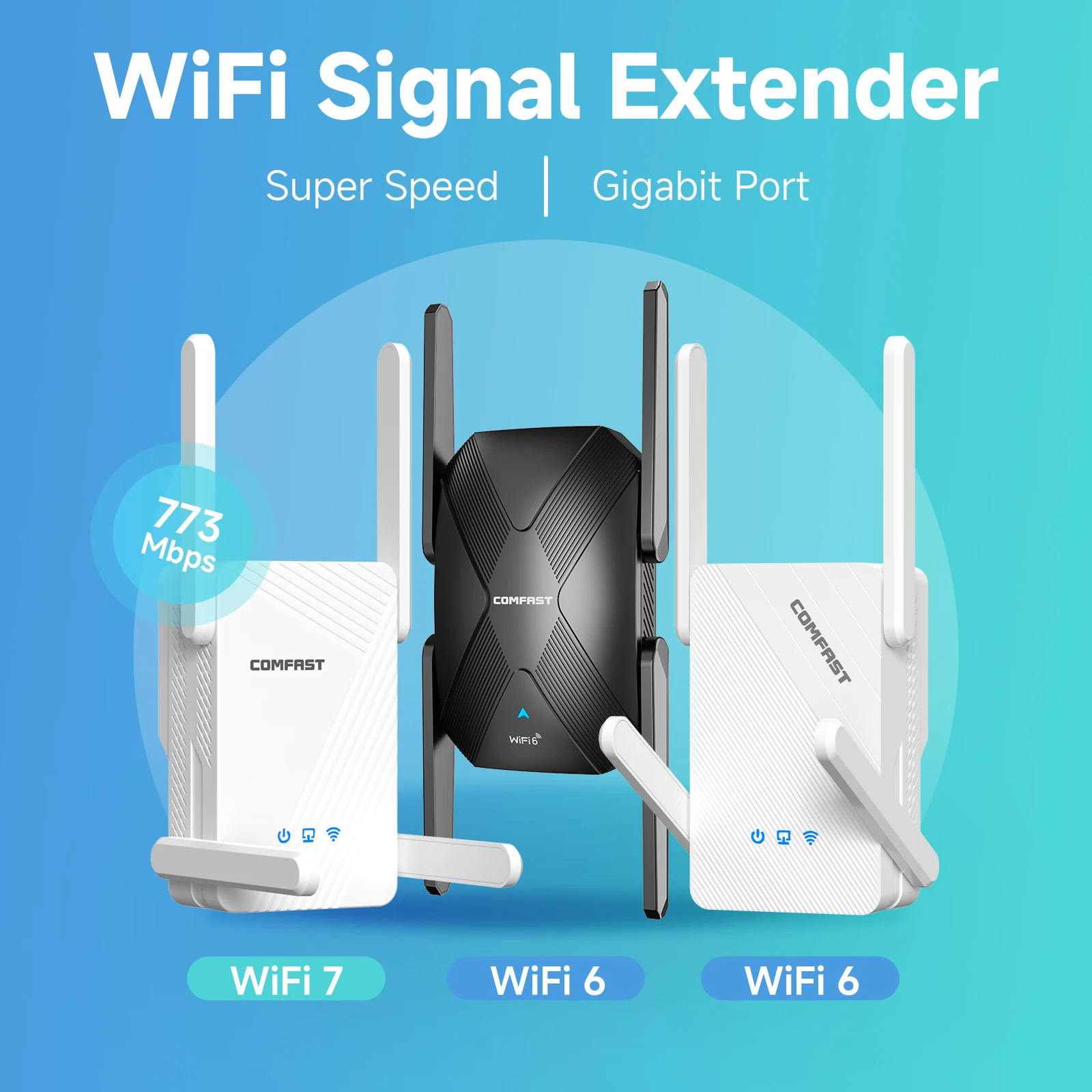 

Comfast WiFi Extender Amplifier WiFi Repeater AX3000 WiFi6/7 WiFi Router Signal Booster Dual Band 2.4G/5GHz Long Range Network