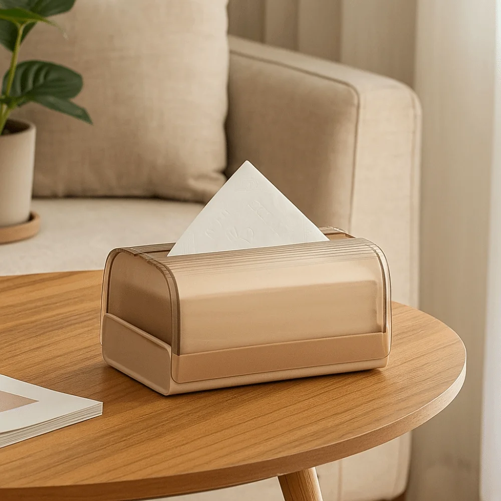Practical Light Luxury Spring Tissue Box Plastic Modern Style Napkin Paper Box Portable Napkin Holder Bedroom