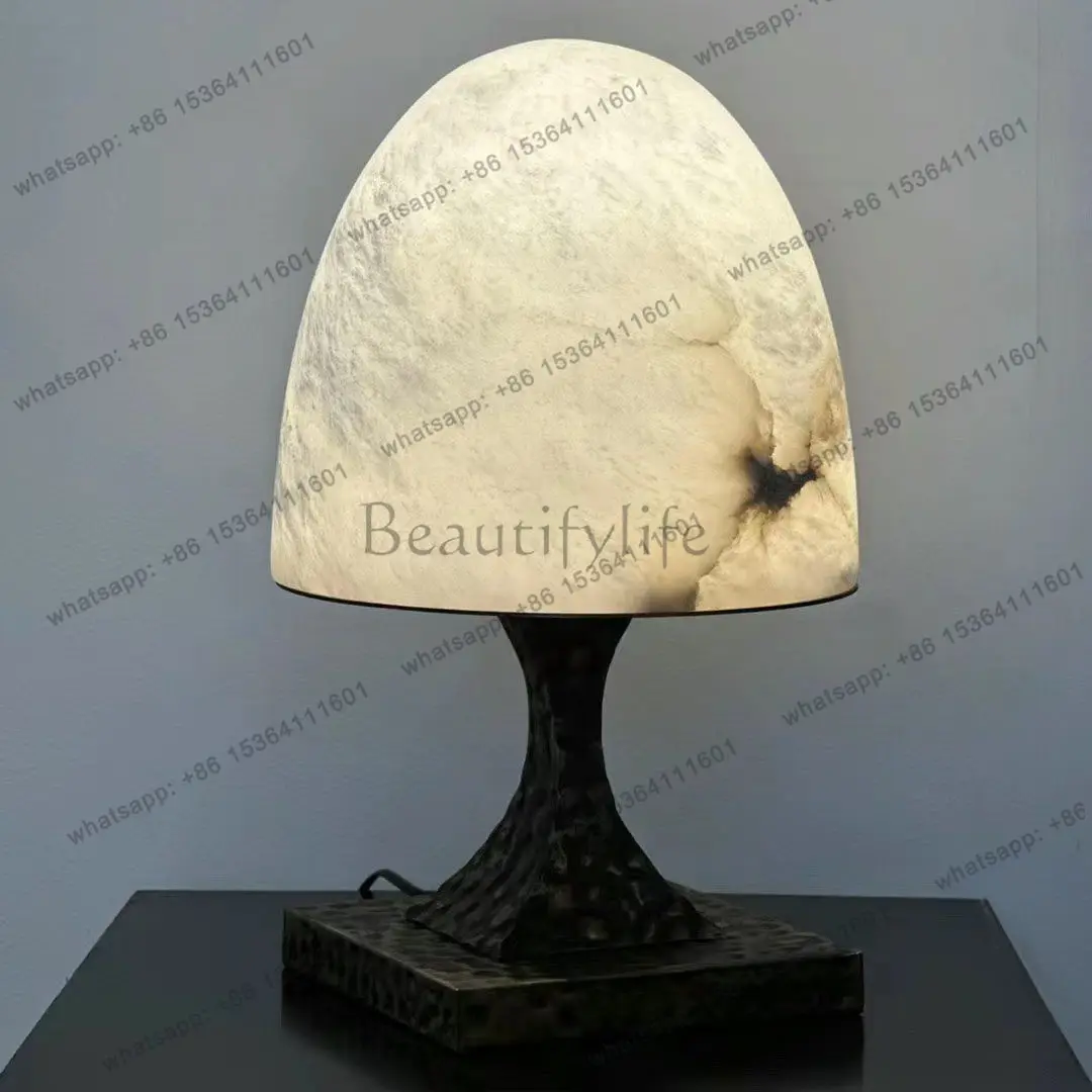 Retro hand-forged imported marble table lamp study living room bedroom model room customization