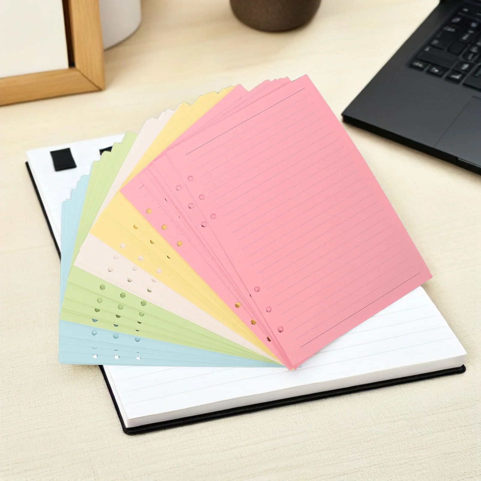 2Sets A5 Binder Refill Paper 6 Hole Lined Loose Leaf Planner Inserts Notebook Filler Ruled Diary Organizer Journal Refill