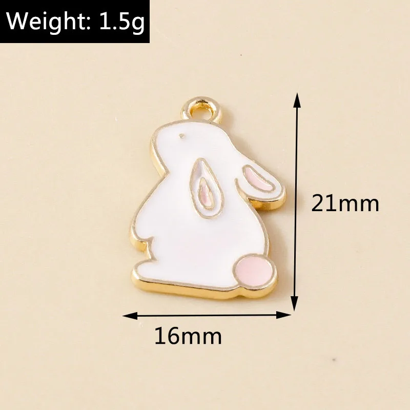 10pcs Enamel Mini Rabbit Charms for DIY Jewelry Making