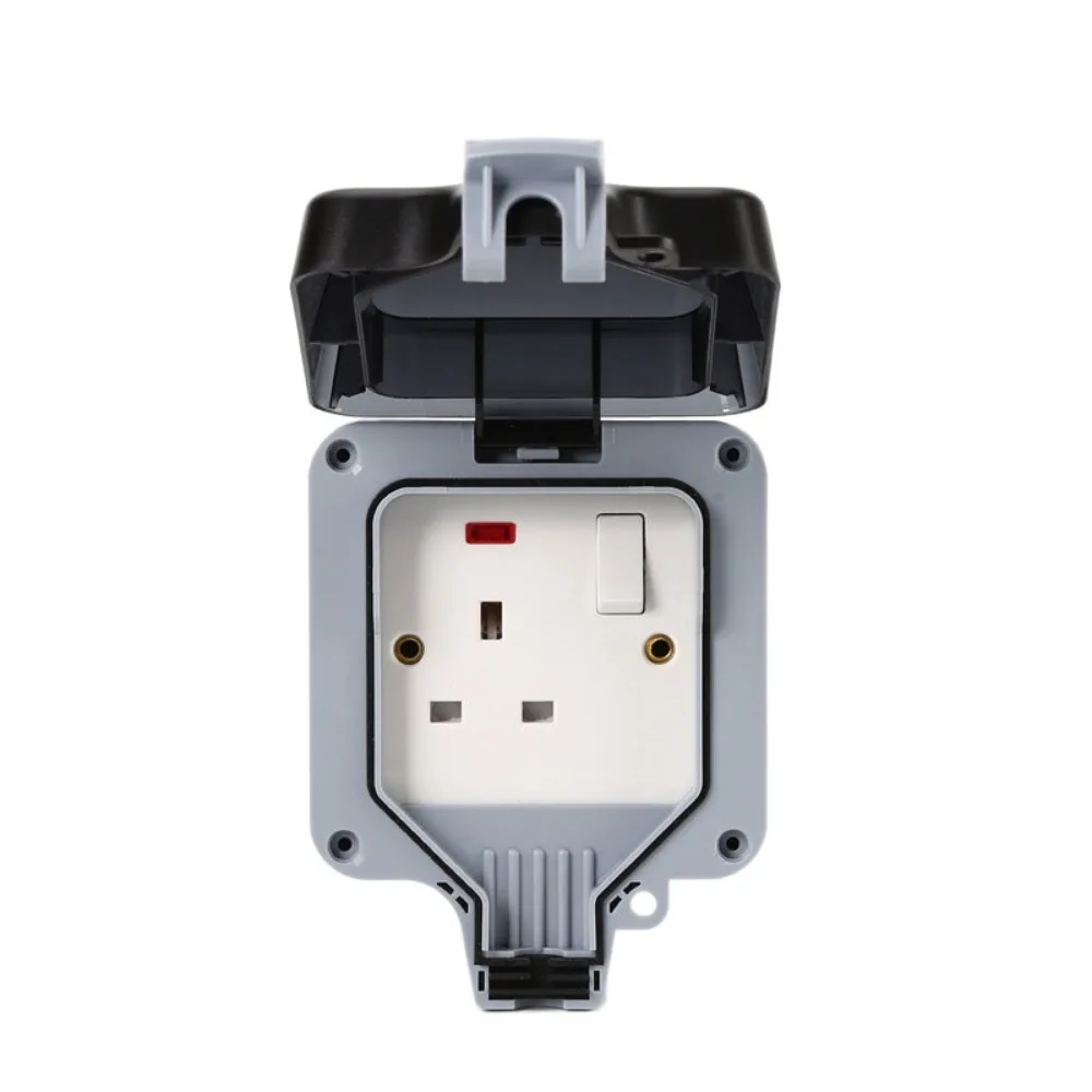 

Waterproof Design Wall Switch Socket Dust Proof UK Plug Electrical Outlet with Light USB Port Power Socket Box Charging Station