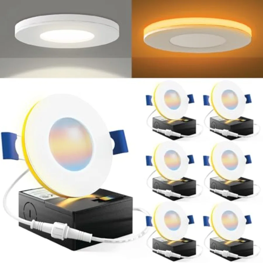 

Sunco Pack LED Slim Down Light with Night Light or Indoor Ceiling Fixture Home Living Room Bedroom, 500 Lumens, W 0W Equivalent