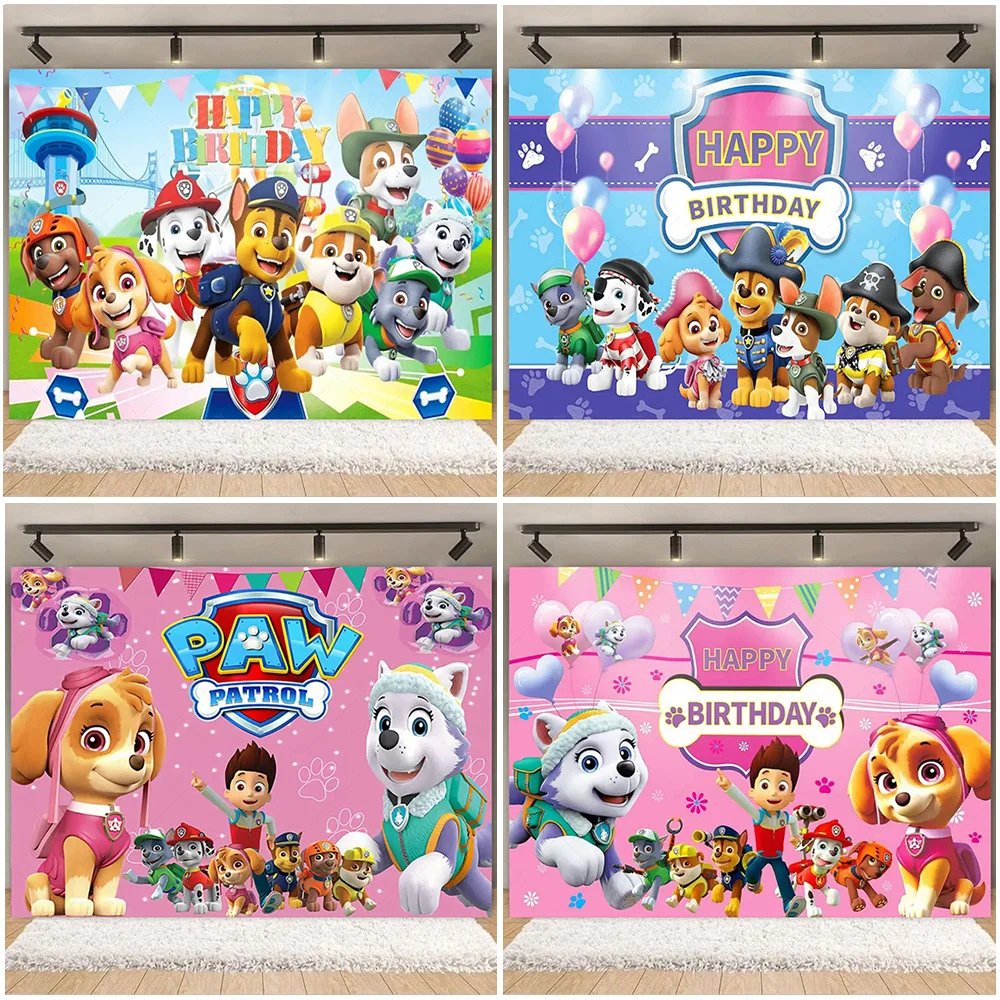 

Anime PAW Patrol Child Birthday Party Decoration Cloth Photography Background Kids Gift Puppy Dog Backdrop Baby Shower Supplies