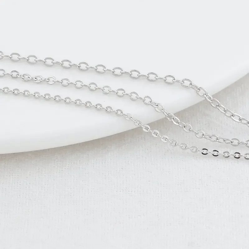 1 Meter 14K Gold Color Plated Brass O Thin Necklace Chain For DIY Jewelry Making Flat O Chains Accessories Findings