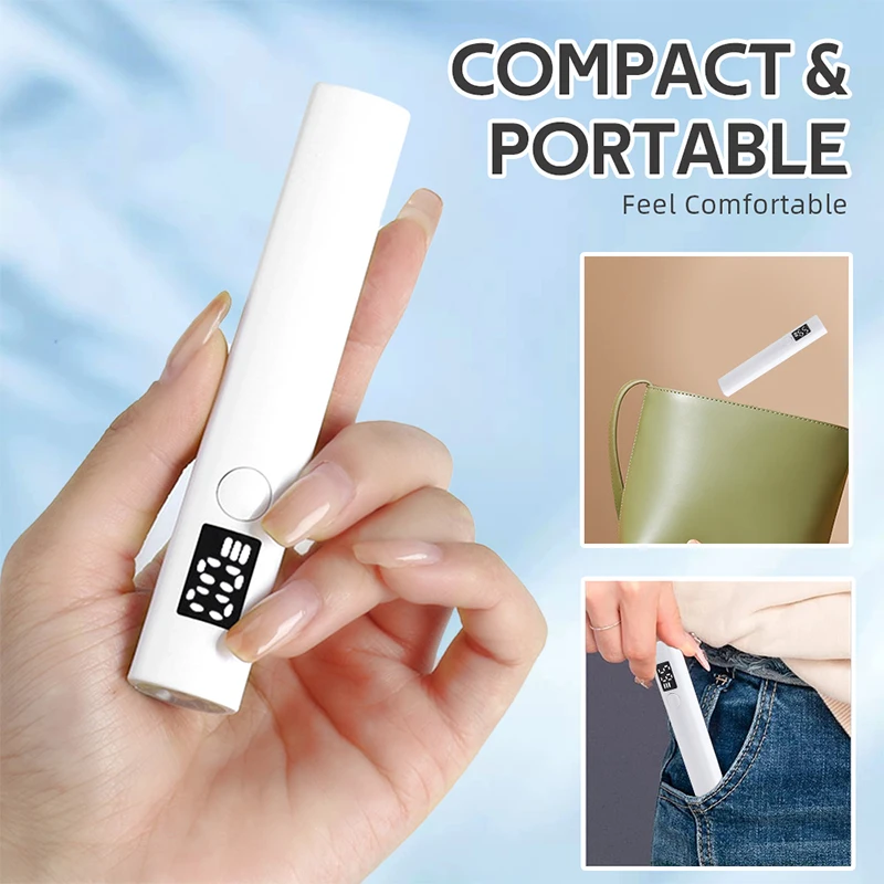 Handheld Portable Mini Nail Dryer Lamp UV LED Nail Light For Curing All Nail Gel USB Rechargeable Nail Art Tool Home Travel Use