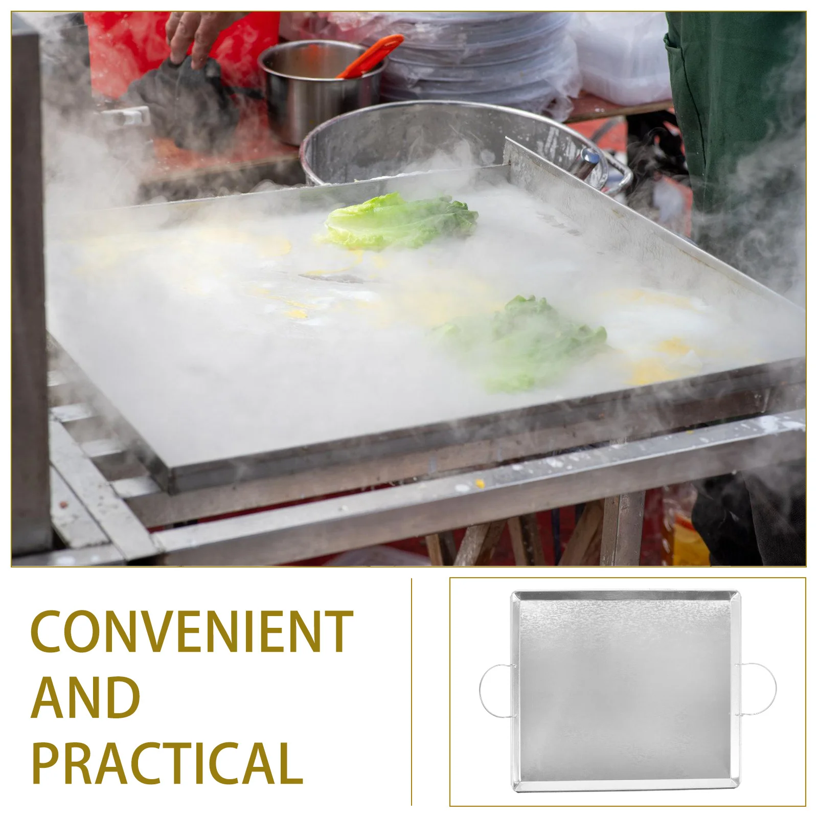 

Vermicelli Roll Steamer Tray Metal Steam Pan Dual Handle For Rice Noodle Rolls Steaming Plate Kitchen Cooking Tool