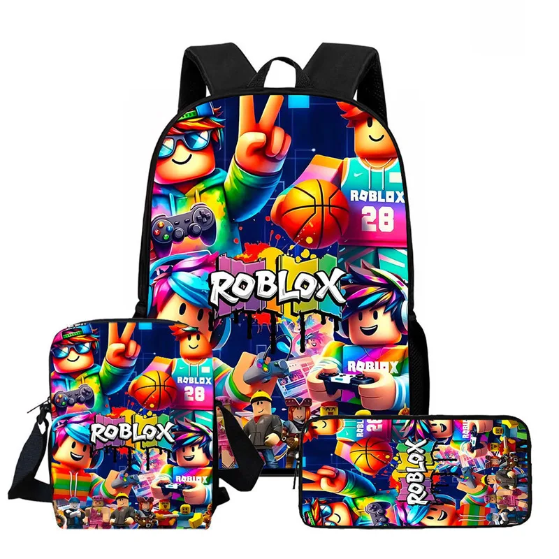

Roblox New Children's Schoolbag 3-piece Set Children's Schoolbag Large Capacity Fashionable Student Backpack High Quality