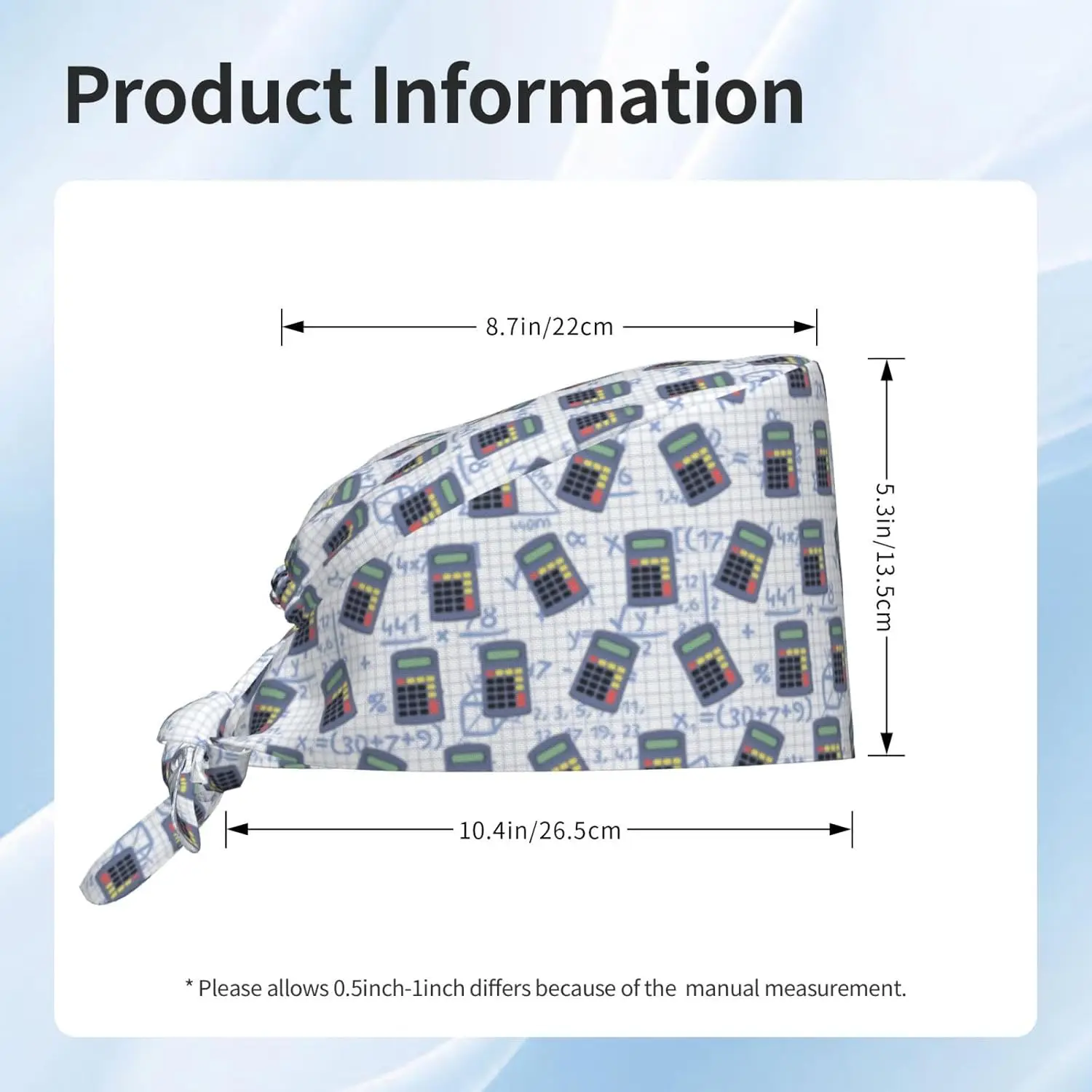 فرك قبعات النساء الرجال الرياضيات عدد طباعة آلة حاسبة العمل ممرضة الأسنان القبعات ذيل حصان فرك قبعة سوداء #3