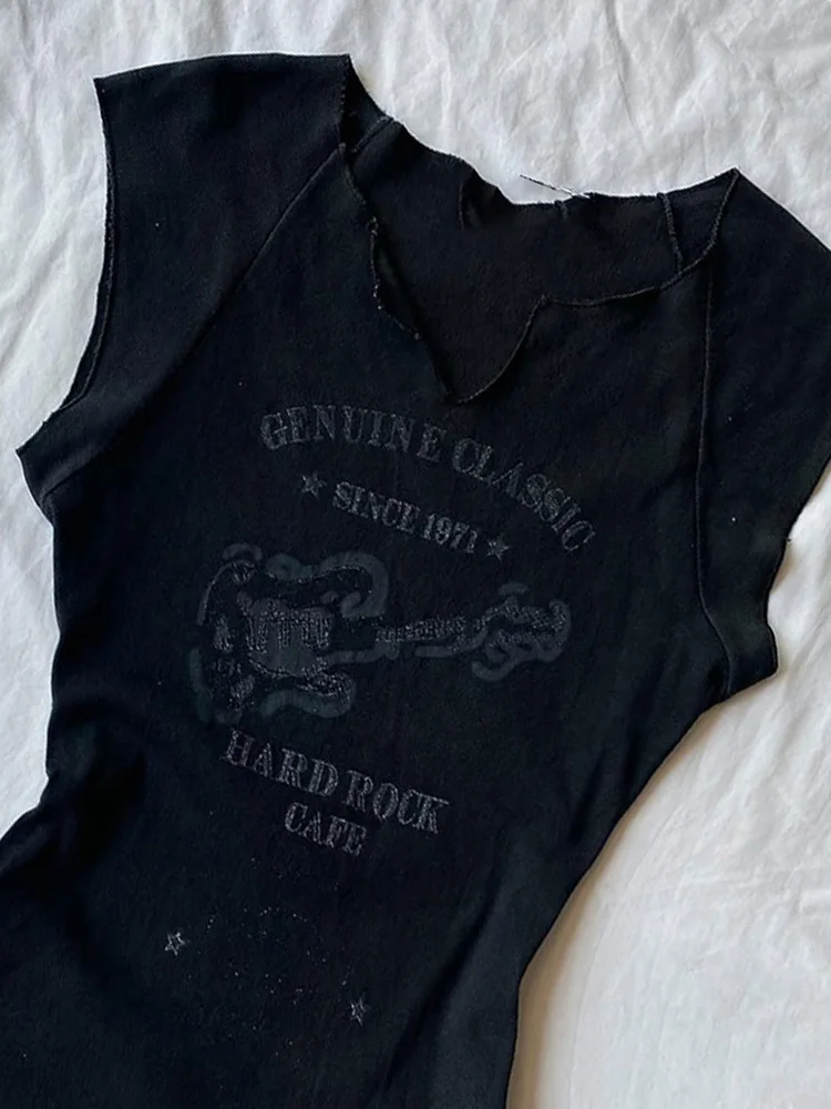 T-shirt da donna Bla Svel dal design retrò originale con estremità floreale, sottile, di lusso, di fascia alta, in cotone, con stampa estiva