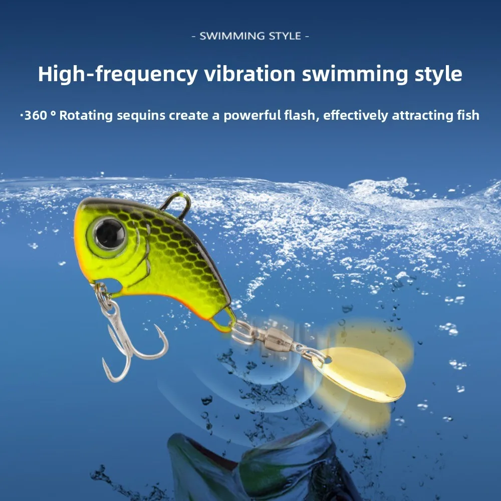 

5pcs Rotating Glitter Artificial Fishing Bait Spinners with Box Fishing Lures Kit Vibration Bait Crank Hook Fishing Lures Hooks