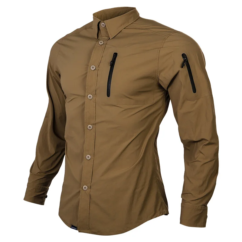 Emersongear Blue Lable Triple Tech Tac-Shirt Koszule z długim rękawem Męska koszulka dojazdowa Outdoor Fishing Hunting Hiking KH Nylon