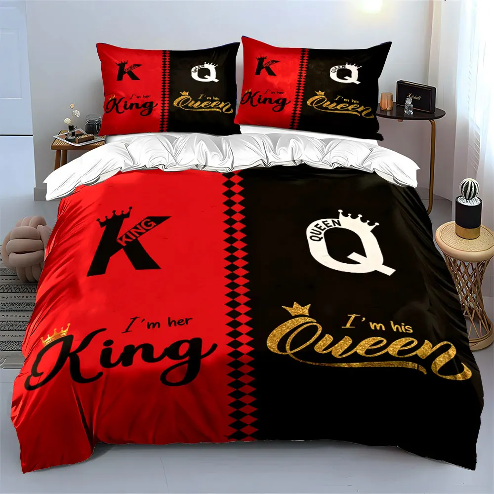 Couple King Queen Matching Set Multiple sizes kid's and adults' bedroom Exquisite 3PC bedding set, gift