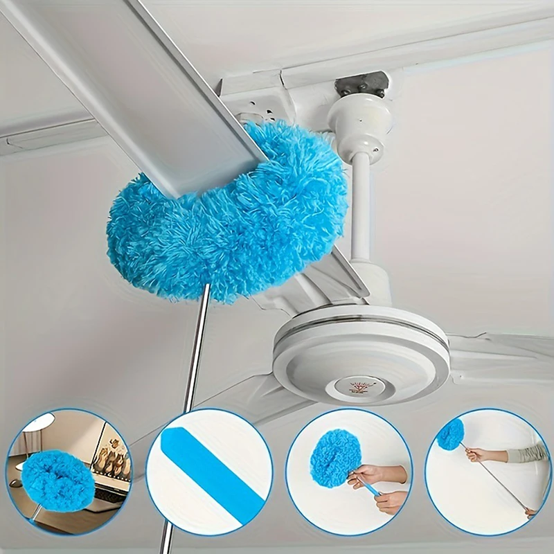 Microfiber Ceiling Fan Duster Extendable Long Handle Locking Dust Reusable Cleaning Brush Machine Washable Easy Cleaning Brush