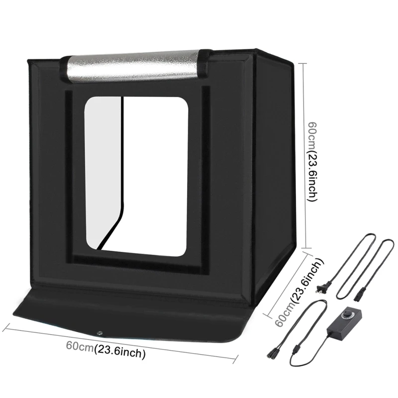 Photo Studio Light Box 60cm Portable Foldable LED Light Tent Box 36W 5500K Dimmable Photography Accessories Shooting Kit