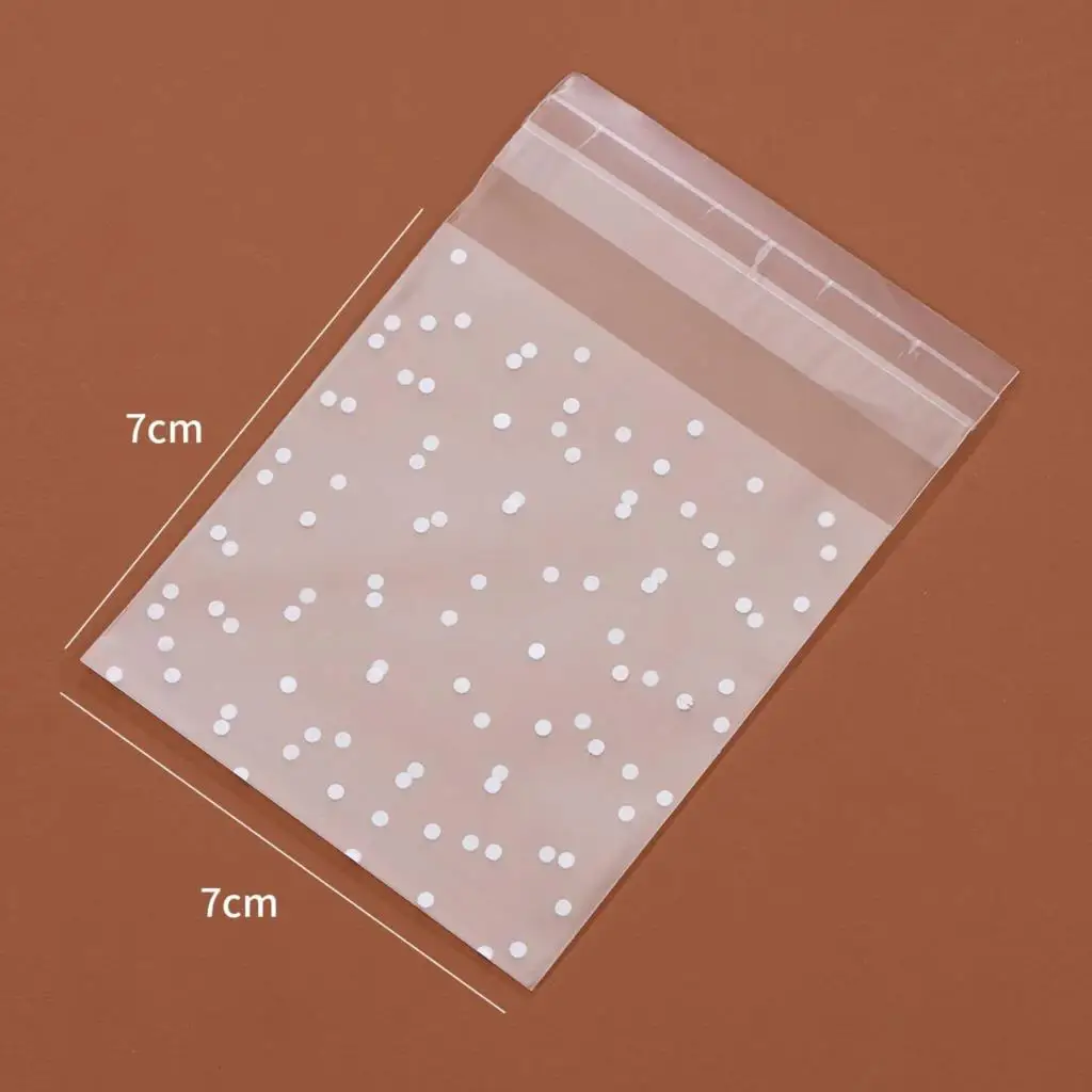 100pcs Frosted White Dot Transparent Self-adhesive OPP Packaging Bags Multi-size for Jewelry Gift Pack Necklace Bracelet Cookies