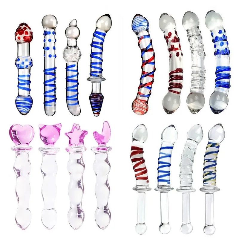 Consoladores de cristal, consolador realista, pene, cuentas de cristal, punto G, tapón Anal, Juguetes sexuales eróticos para mujeres, parejas y adultos