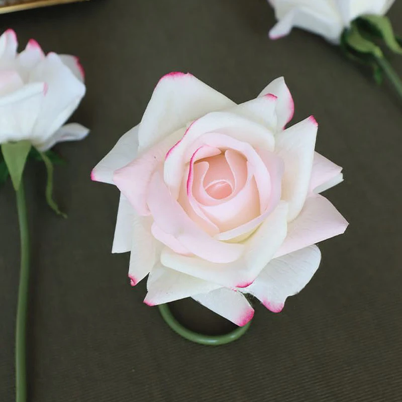 Artificial Roses Bouquet Short Stem Moisturizing Touch Roses for Home Decor Wedding Table Centerpiece Bridal Shower Decor Flower - view 2