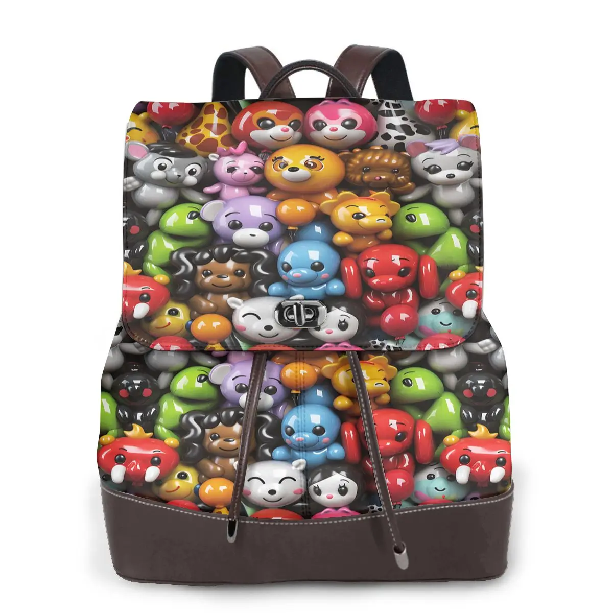 활기찬 동물 피규어 3D 패턴 새로운 핫 여성 백팩 디자이너 고품질 가죽 심플 패션 대용량 백팩