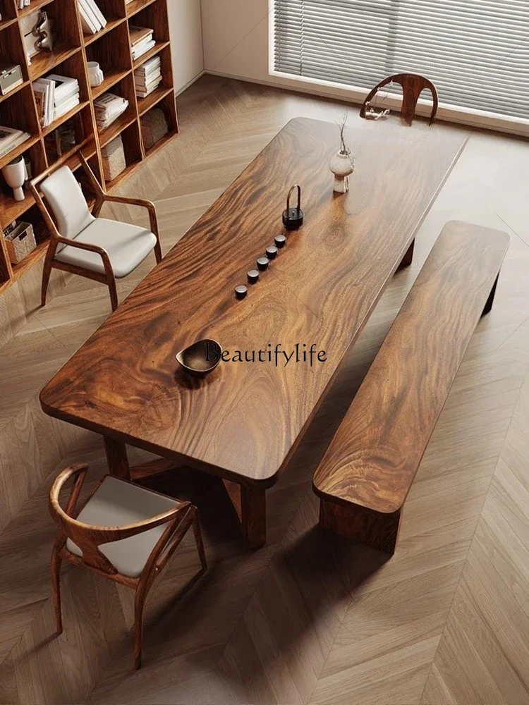 

ls 18Solid Wood South American Walnut Tea Table New Chinese Style Simple Solid Wood Tea Brewing Table