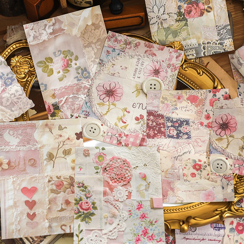 JIANQI 20pcs Vintage Multi material Fragment splicing Paper DIY Journal Collage Stationery Scrapbooking Planner Craft Paper