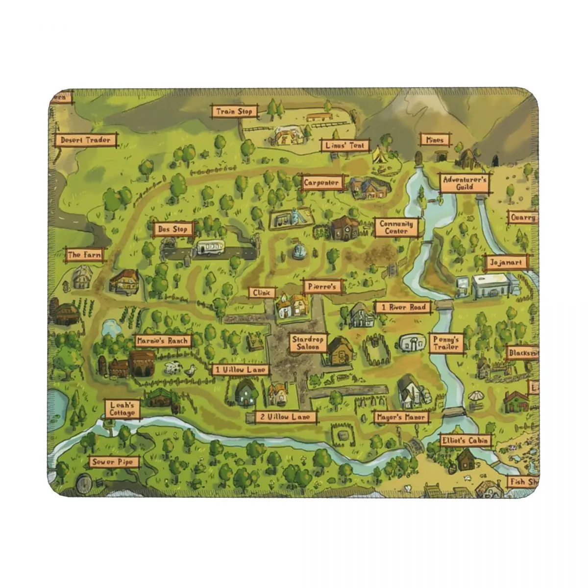 Almofadas de teclado de borracha do mapa Stardew Valley