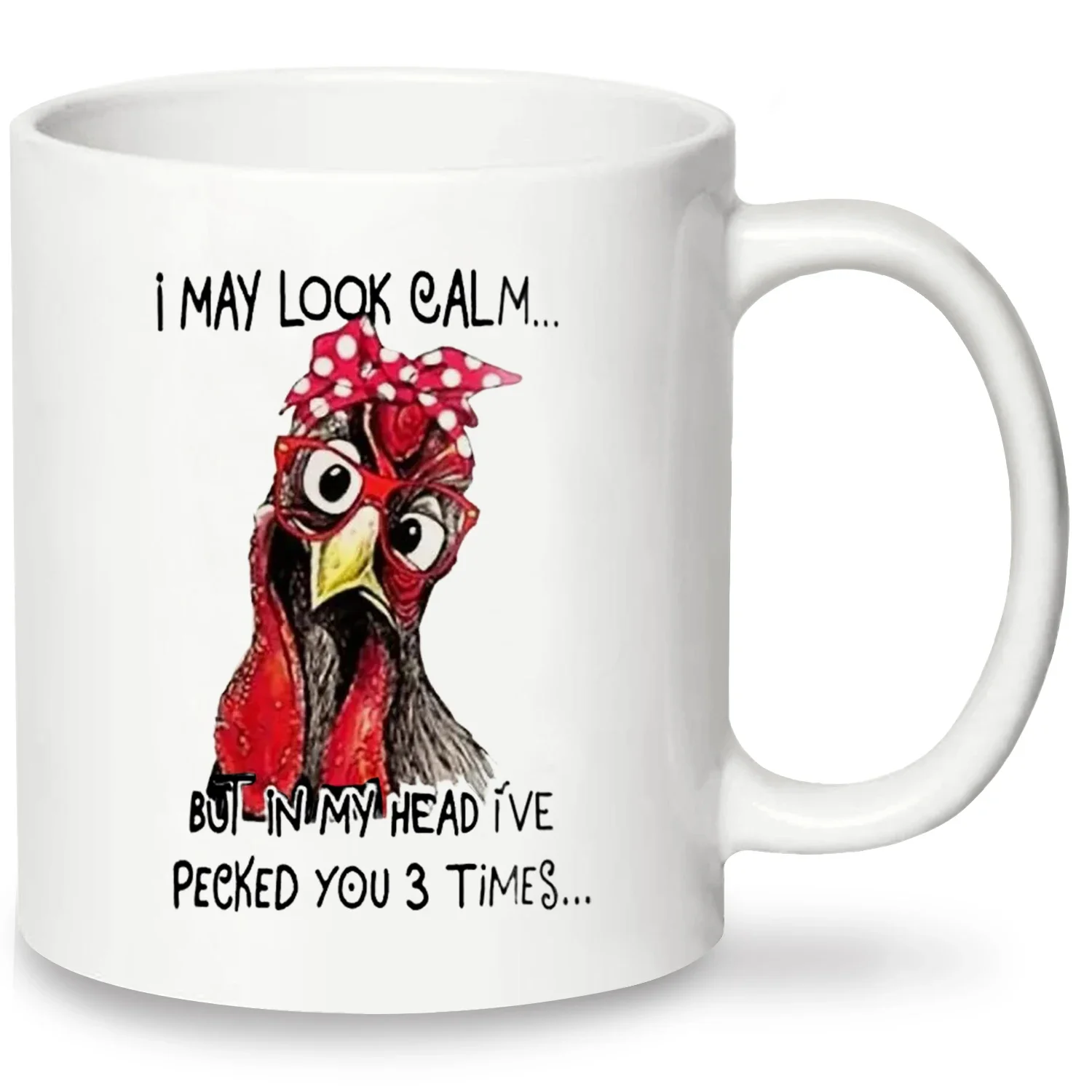 1pc, Generic Funny Coffee Mug, Frosted Glass Mug 320ml, I May Look Calm But In My Head I've Pecked You 3 Times Mug,