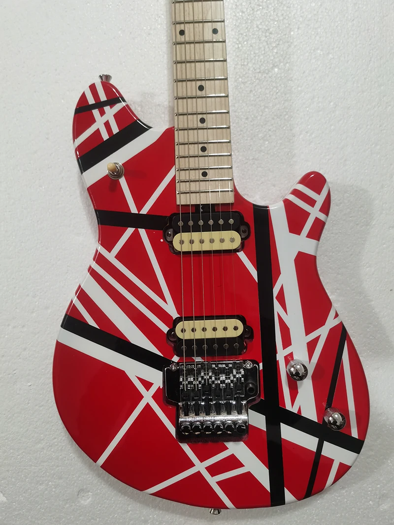 

WOIFGANG EVH High quality electric guitar with maple fingerboard and black and white lines. In stock, fast delivery