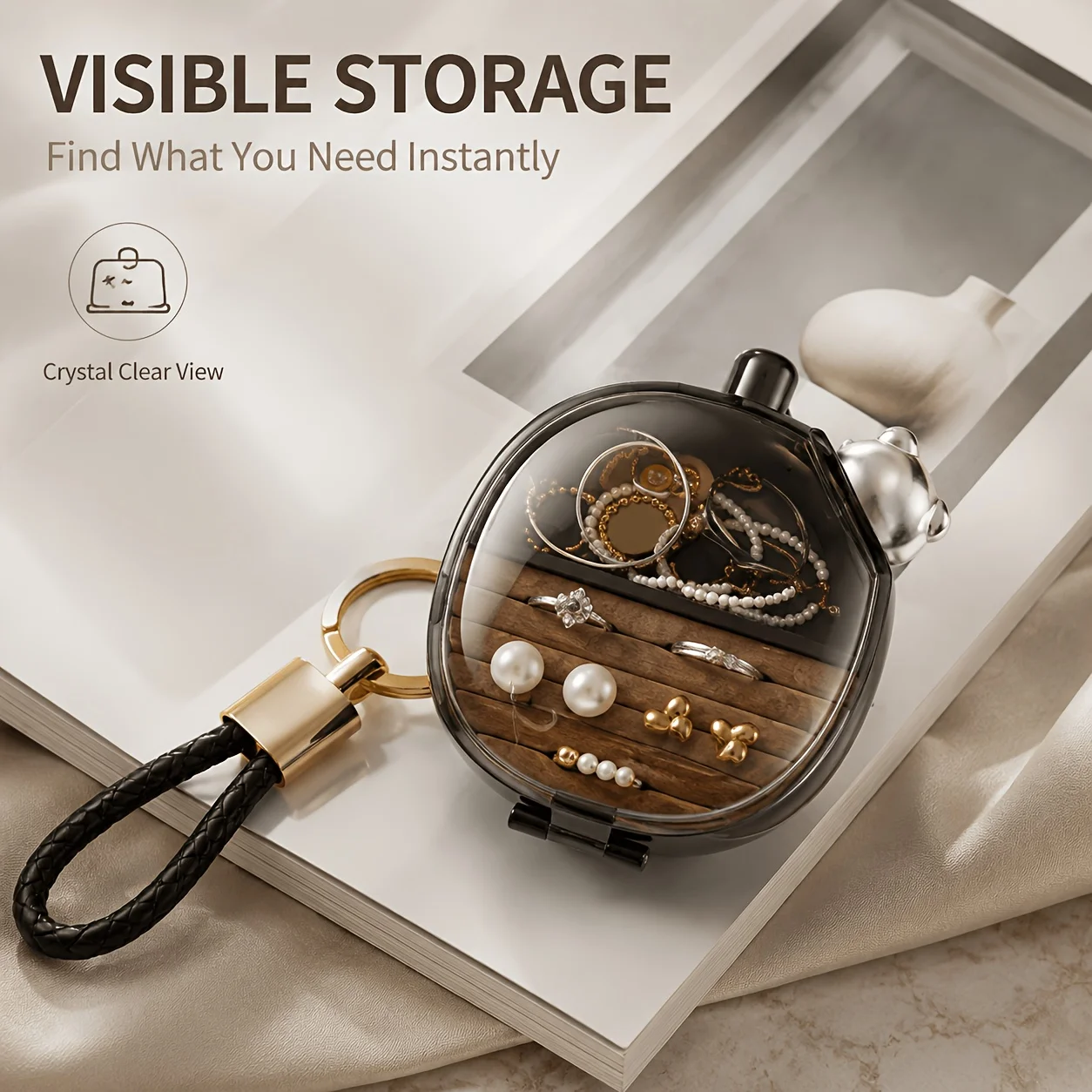 Mini Keychain Jewelry Box,Travel Jewelry Organizer, Velvet Lined Portable Case for Women Birthday Gift Daily Use,Jewelry Boxes