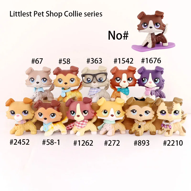 

12 Lot Pet Shop Collie Dogs Cute Rare Figure Toy with Lot Accessories Rare